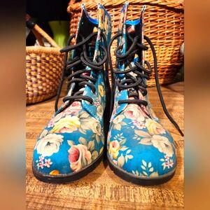 Floral Blue Women's Boots